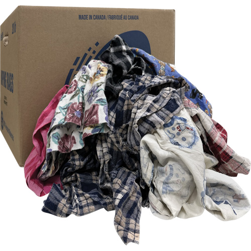 Select Wiper Rags, Flannel, Mix Colours, 20 lbs. Southpoint Industrial Supply