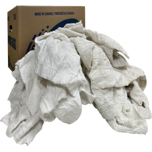 Boîte de chiffons d'essuyage, Tissu &eacute;ponge, Blanc, 10 lb Southpoint Industrial Supply
