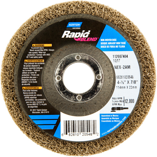 4-1/2X7/8 RAPID FINISH WHEEL NEX-2AM MED, 4-1/2" Dia., Medium Grit, Aluminum Oxide Southpoint Industrial Supply