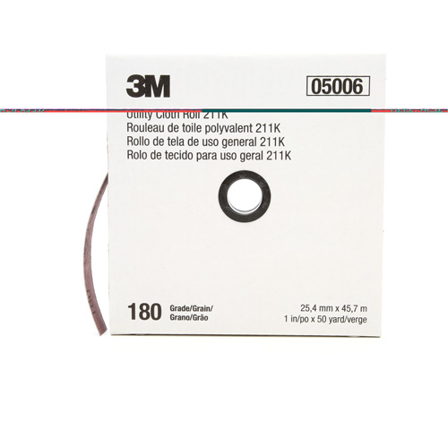 Rouleau de toile abrasive utilitaire 211K, Oxyde d'aluminium, 1" la x 150' lo, Grain 180 Southpoint Industrial Supply