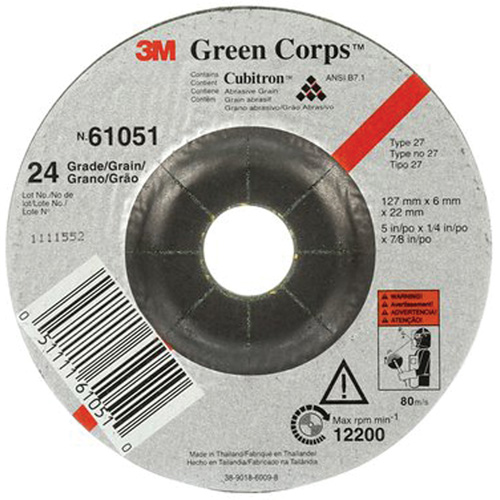 Green Corps Flexible Grinding Wheel, 5" x 1/4", 7/8" Arbor, Ceramic, Type 1 Southpoint Industrial Supply