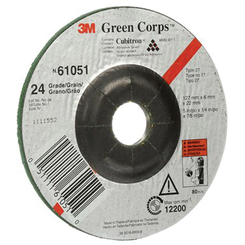 Green Corps Flexible Grinding Wheel, 5" x 1/4", 7/8" Arbor, Ceramic, Type 1 Southpoint Industrial Supply