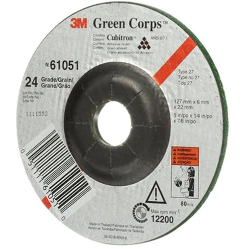 Green Corps Flexible Grinding Wheel, 5" x 1/4", 7/8" Arbor, Ceramic, Type 1 Southpoint Industrial Supply