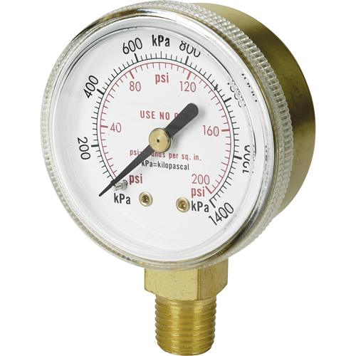 Brass Gauge, 2" , 100 psi, Bottom Mount, Analogue Southpoint Industrial Supply