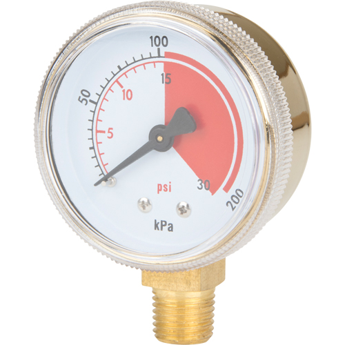 Brass Gauge, 2-1/2" , 30 psi, Bottom Mount, Analogue Southpoint Industrial Supply