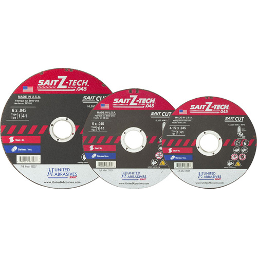 Z-Tech Cutting Wheel TM, 5" x 0.045", 7/8" Arbor, Type 1, Zirconium, 12200 RPM Southpoint Industrial Supply