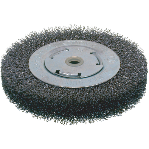 Economy Crimped Wire Wheel Brushes - Wide Face, 8" Dia., 0.014 Fill, 2" Arbor Southpoint Industrial Supply