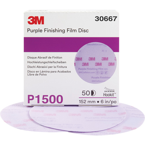 Disque de finition en pellicule violet Hookit, dia 6", Grain P1500, Oxyde d'aluminium Southpoint Industrial Supply