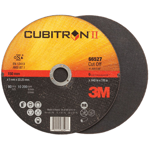 Cubitron II Cut-Off Wheel, 4-1/2" x 0.04"/0.045", 7/8" Arbor, Type 27, Ceramic, 13300 RPM Southpoint Industrial Supply