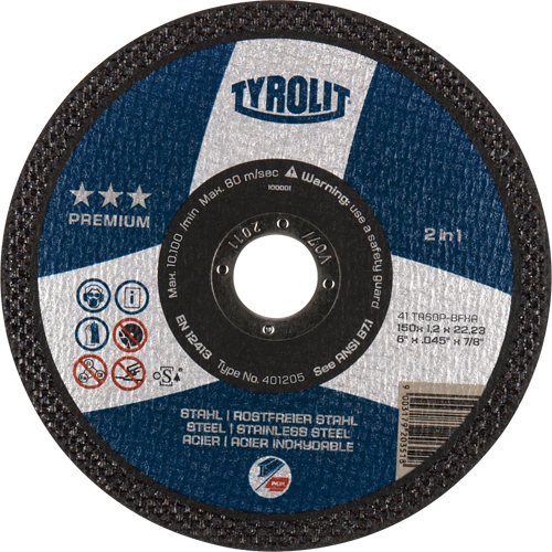 Premium 2 In 1 Thincut Cut-Off Wheel, 7" x 1/16", 7/8" Arbor, Type 1, Aluminum Oxide, 8600 RPM Southpoint Industrial Supply