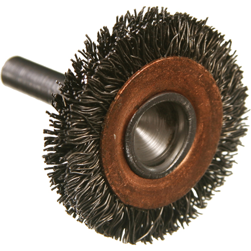 Brosses mont&eacute;es &agrave; fils cr&ecirc;p&eacute;s circulaires, 3", Fils 0,014", Tige 1/4" Southpoint Industrial Supply