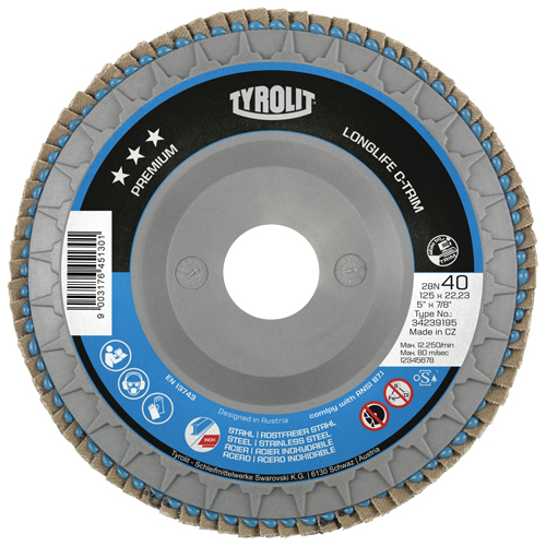 Heavy-Duty C-Trim Flap Disc, 7" x 7/8", Type 29, 40 Grit, Zirconium Southpoint Industrial Supply