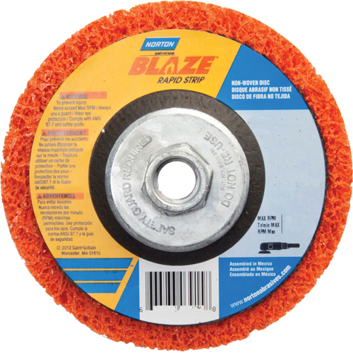 Disque &agrave; moyeu d&eacute;port&eacute; 4-1/2" non tiss&eacute; Blaze Rapid Strip, 4-1/2" dia., Grain Cors&eacute; Southpoint Industrial Supply