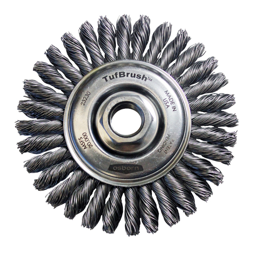 TufBrush Knot Wire Wheel Brush, 4" Dia., 0.02" Fill, 5/8"-11 Arbor, Steel Southpoint Industrial Supply