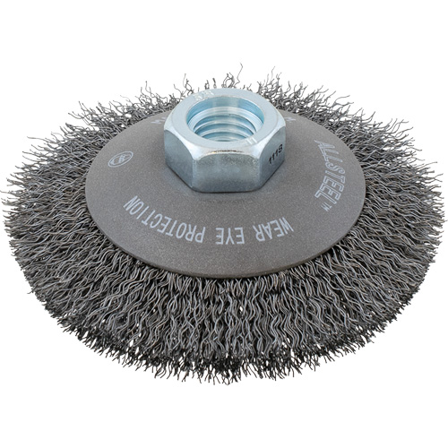 AllSteel Crimped Wire Brush, 4" Dia., 0.0118" Fill, 5/8"-11 Arbor Southpoint Industrial Supply