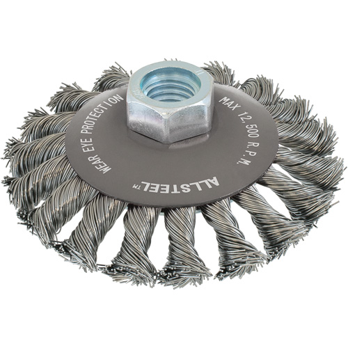 Brosse m&eacute;tallique ALLSTEEL, Dia. 5", Fils 0,02", Arbre 5/8"-11, Acier Southpoint Industrial Supply
