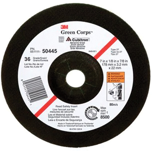 Meule &agrave; moyeu d&eacute;port&eacute; Green Corps, 7" x 1/8", Arbre 7/8", C&eacute;ramique, Type 27 Southpoint Industrial Supply
