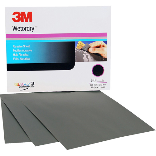 Feuille abrasive Wetordry, 9" x 11", Grain P500, Oxyde d'aluminium Southpoint Industrial Supply