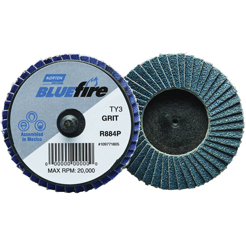Mini disque &agrave; lamelles plates en plastique BlueFire R884P, 2" x Type 27, Grain P60, Alumine de zirconium Southpoint Industrial Supply