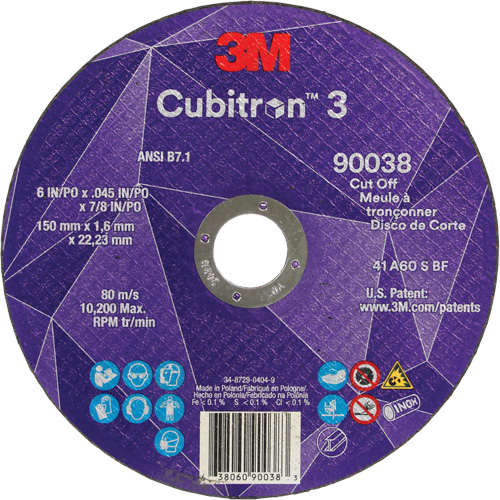 Meule &agrave; tronçonner Cubitron 3, 6" x 0,045", Type T27, C&eacute;ramique, 10 200 Tr/min Southpoint Industrial Supply