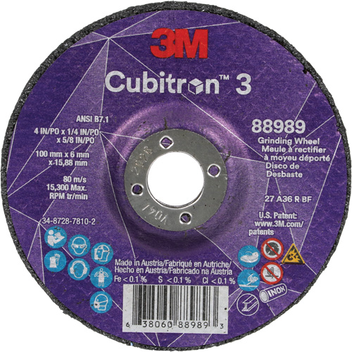Meule a moyeu d&eacute;port&eacute; Cubitron 3, 4" x 1/4", Arbre 5/8", C&eacute;ramique, Type T27 Southpoint Industrial Supply