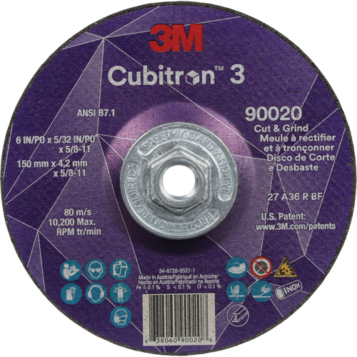Meule &agrave; couper & tronçonner Cubitron 3, 6" x 5/32", Arbre de 5/8"-11, Type T27, Grain de 36+, C&eacute;ramique Southpoint Industrial Supply