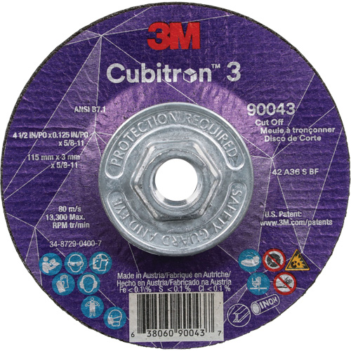 Meule &agrave; tronçonner Cubitron 3, 4-1/2" x 1/8", Arbre de 5/8"-11, Type T27, C&eacute;ramique, 13 300 Tr/min Southpoint Industrial Supply