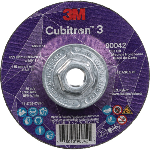 Meule &agrave; tronçonner Cubitron 3, 4-1/2" x 0,09", Arbre de 5/8"-11, Type T27, C&eacute;ramique, 13 300 Tr/min Southpoint Industrial Supply