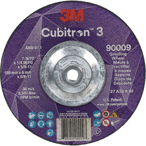Meule a moyeu d&eacute;port&eacute; Cubitron 3, 7" x 1/4", Arbre 5/8"-11, C&eacute;ramique, Type T27 Southpoint Industrial Supply