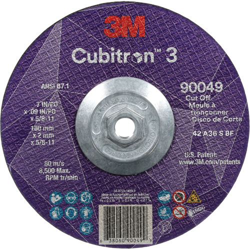 Meule &agrave; tronçonner Cubitron 3, 7" x 0,09", Arbre de 5/8"-11, Type T27, C&eacute;ramique, 8500 Tr/min Southpoint Industrial Supply