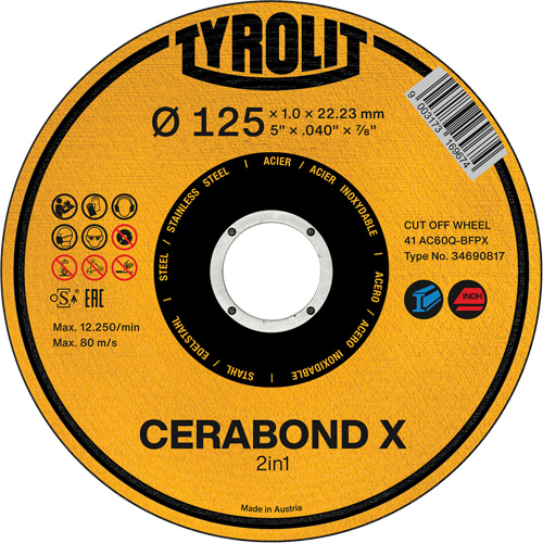 Cerabond X Cut-Off Wheel, 5" x 0.04", 7/8" Arbor, Ceramic Southpoint Industrial Supply