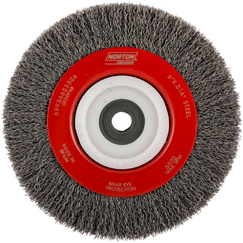 Crimped Bench Wheel, 6" Dia., 0.014" Fill, 1/2"-2 Arbor Southpoint Industrial Supply