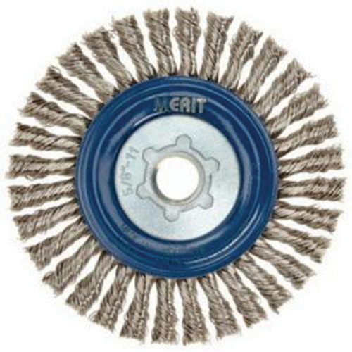 Brosse &agrave; fils nou&eacute;s pour cordons de soudure pour meuleuse angulaire, Dia. 5", Fils 0,02", Arbre 5/8"-11, Acier inoxydable Southpoint Industrial Supply