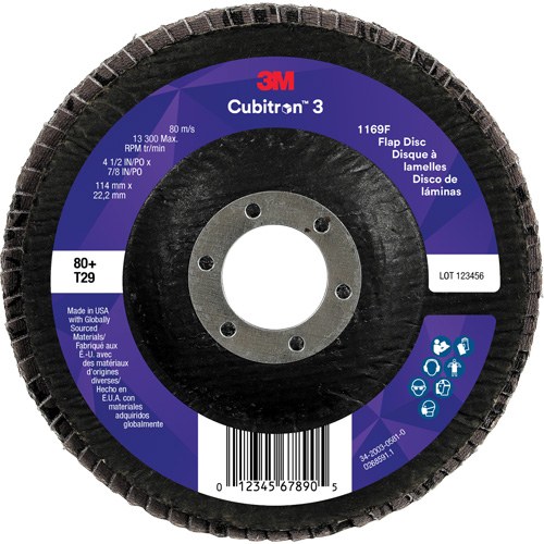 Disque &agrave; lamelles conique 1169F Cubitron 3, 4-1/2" x 7/8", Type T29, Grain 80+, C&eacute;ramique Southpoint Industrial Supply