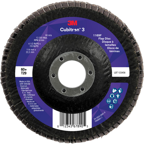 Cubitron 3 Conical  Flap Disc 1169F, 4-1/2" x 7/8", Type T29, 60+ Grit, Ceramic Southpoint Industrial Supply