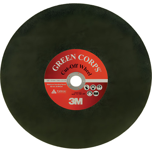 Green Corps Cut Off Wheel, 13-9/10" x 0.118", 1" Arbor, Ceramic, 20000 RPM Southpoint Industrial Supply