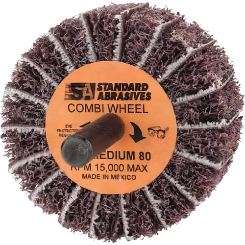 Roue Combi Buff and Blend 898001 Standard Abrasives, 2" dia. x 1" la, Arbre 1/4", Oxyde d'aluminium Southpoint Industrial Supply