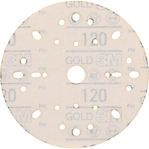 Disque abrasif dor&eacute; Hookit, dia 6", Grain 120, Oxyde d'aluminium, Poids C Southpoint Industrial Supply