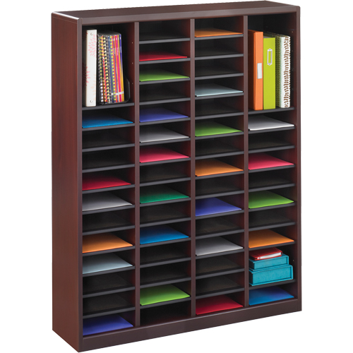 E-Z Stor&reg; Literature Organizer, Stationary, 60 Slots, Wood, 40" W x 3/4" D x 52-1/4" H Southpoint Industrial Supply