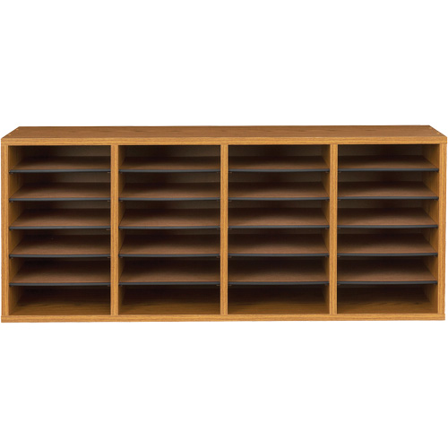 Adjustable Compartment Literature Organizer, Stationary, 24 Slots, Wood, 39-1/4" W x 11-3/4" D x 16-1/4" H Southpoint Industrial Supply