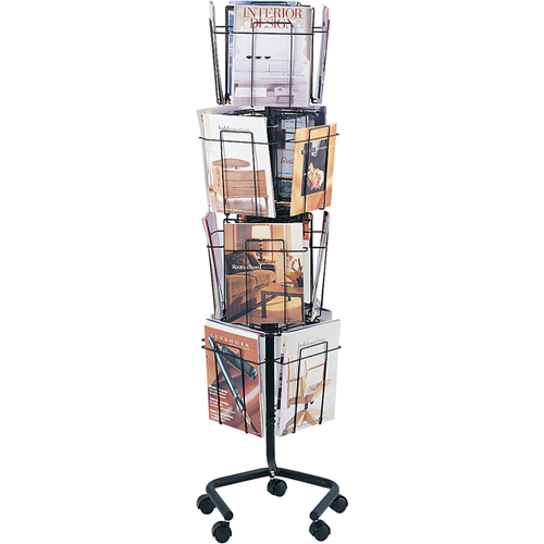 Literature Display Racks - Rotary Floor Displays, Rotating, 16 Slots, Wire Mesh, 15" W x 15" D x 60" H Southpoint Industrial Supply