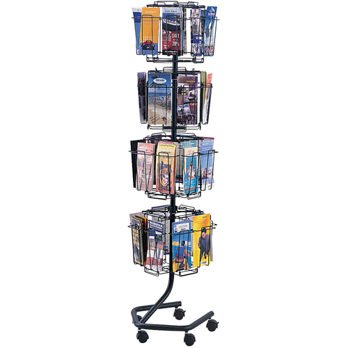 Literature Display Racks - Rotary Floor Displays, Rotating, 32 Slots, Wire Mesh, 15" W x 15" D x 60" H Southpoint Industrial Supply