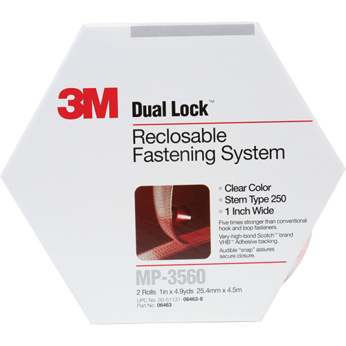 Attache refermable Dual Lock, Auto-appariement, 5 vg x 1", Adh&eacute;sif, Transparent Southpoint Industrial Supply