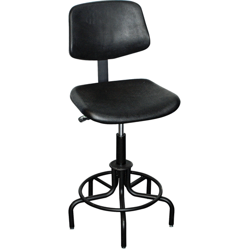 6000 Series Stool with Back, Stationary, Adjustable, 25" - 30", Polyurethane Seat, Black Southpoint Industrial Supply