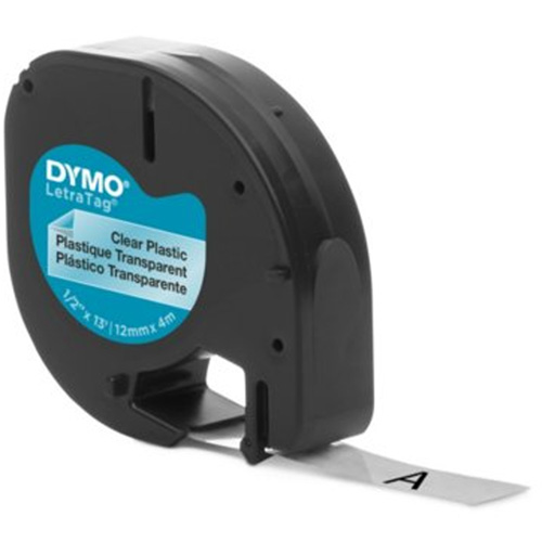 &eacute;tiquettes pour &eacute;tiqueteuse LetraTag Plus LT-100H, 12 mm x 157-12/25", Noir sur transparent Southpoint Industrial Supply