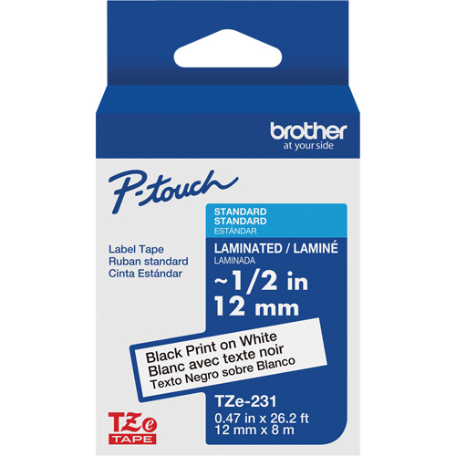 Cartouches de ruban Tze, 12 mm x 26-1/4', Noir sur blanc Southpoint Industrial Supply