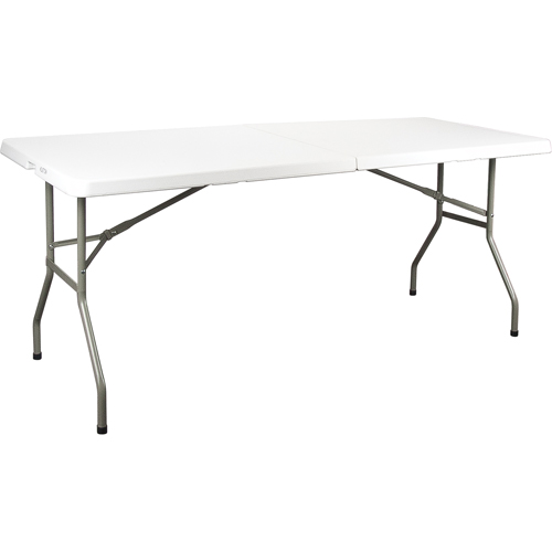 Fold-in-Half Table, Rectangular, 72" L x 30" W, Polyethylene, White Southpoint Industrial Supply