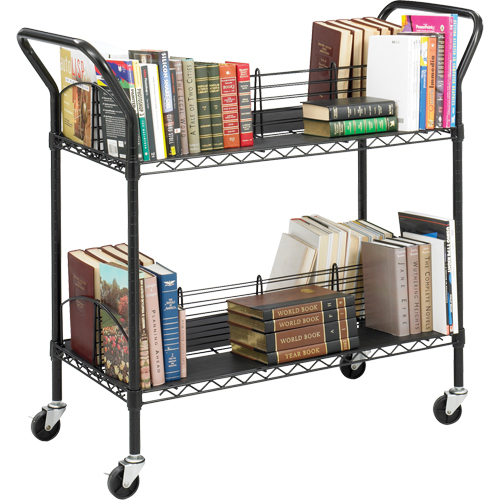 Double-Sided Wire Book Cart, 200 lbs. Capacity, Black, 18-3/4" D x 44" L x 39" H, Steel Southpoint Industrial Supply
