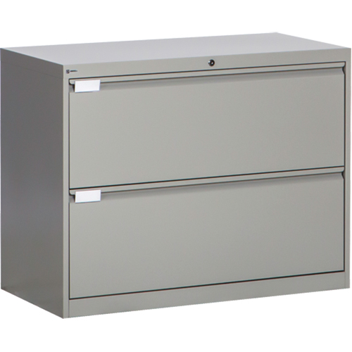 Lateral Filing Cabinet, Steel, 2 Drawers, 36" W x 18" D x 27-7/8" H, Grey Southpoint Industrial Supply