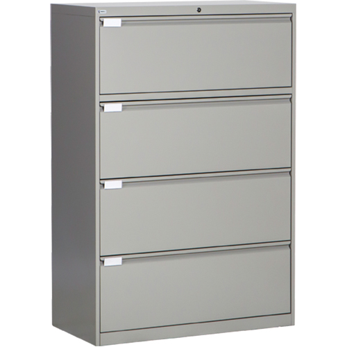 Lateral Filing Cabinet, Steel, 4 Drawers, 36" W x 18" D x 53-3/8" H, Grey Southpoint Industrial Supply
